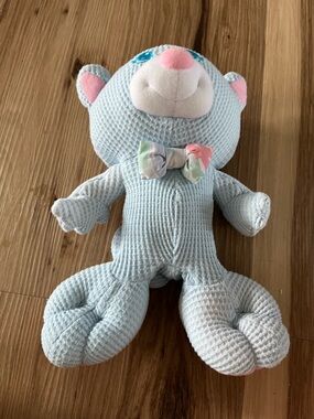 Vintage Fisher Price Cozie Blue Kitty Waffle Weave plush (Exc. condition)